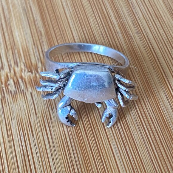 56-For What It's Worth~Don't Be So Crabby~🦀 Sterling Silver Crab Ring - Picture 1 of 7